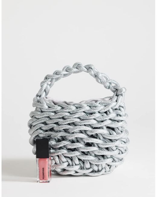 TOPSHOP White Morgan Small Weave Grab Bag