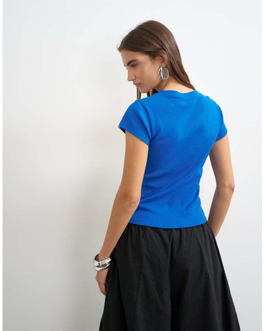 TOPSHOP Blue Button Through Short Sleeve Top