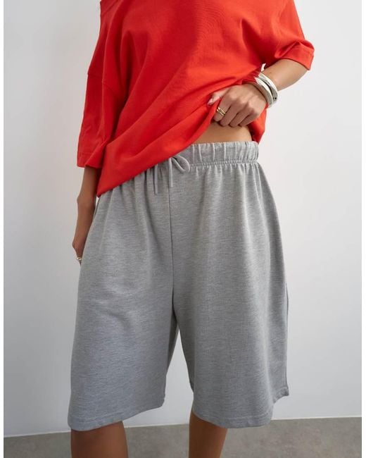 TOPSHOP Red Washed Long Line Tie Detail Shorts