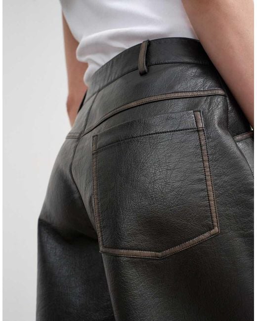 TOPSHOP Black Faux Leather Longline Short