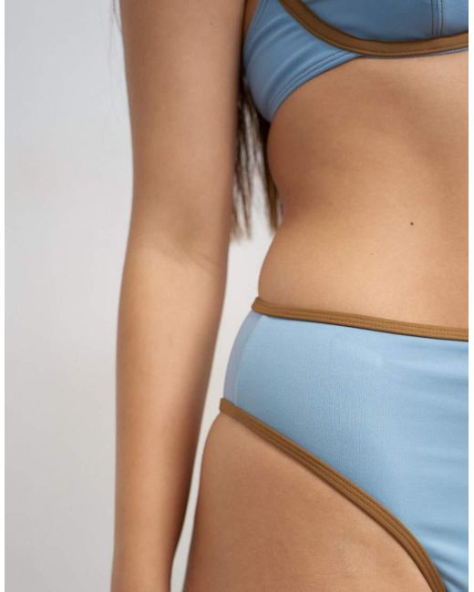 TOPSHOP Blue Ibiza High Waisted Bikini Bottom