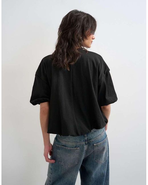 TOPSHOP Black Bubble Hem Tee