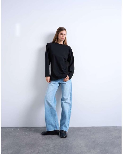 TOPSHOP Blue Cinch Waist Skater Tee