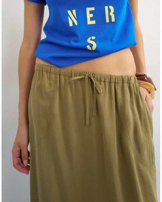 TOPSHOP Brown Tie Waist Slouchy Slim Maxi Skirt