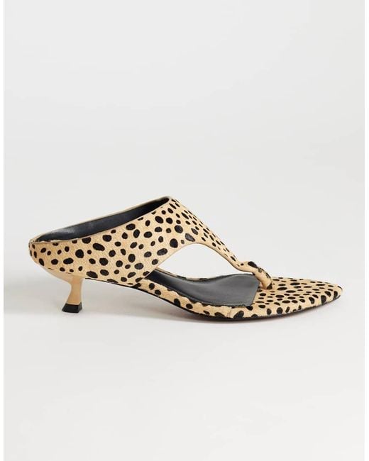 TOPSHOP Metallic Nancy Toe Thong Mid Heel Sandal