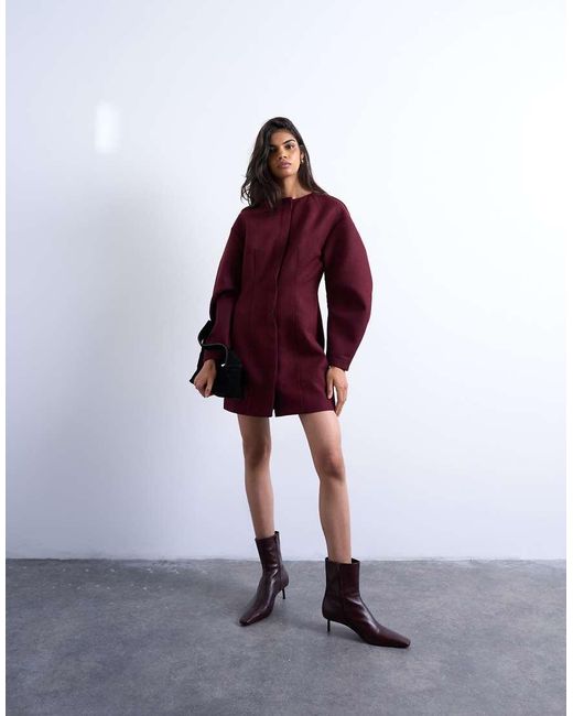 TOPSHOP Red Cocoon Structu Mini Dress