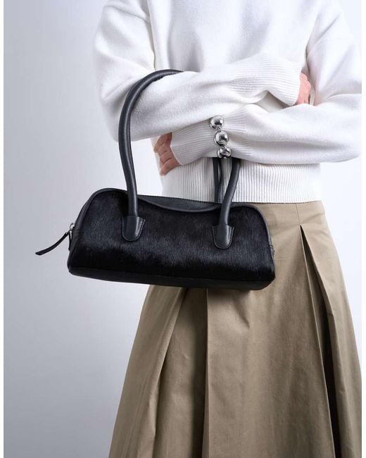 TOPSHOP Brown Sullivan Real Leather Bowler Shoulder Bag