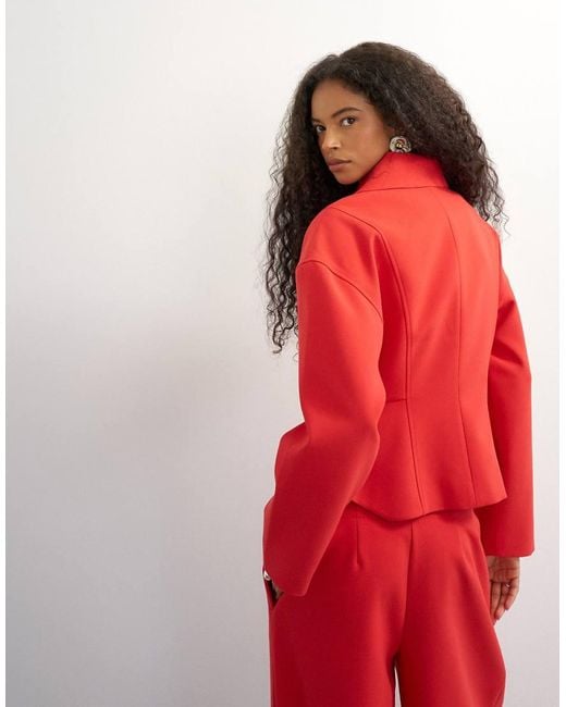 TOPSHOP Tailored Zip Through Peplum Top