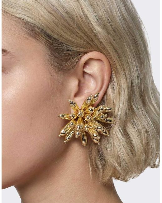 TOPSHOP Metallic Cara Statement Flower Earrings