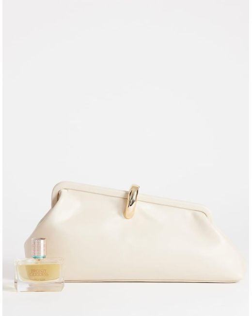 TOPSHOP Natural Carlie Medium Clutch With Hardware