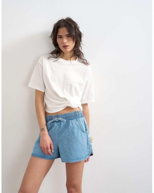 TOPSHOP Blue Tuck Hem Boxy Tee
