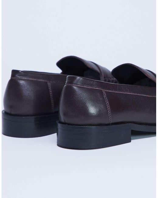 TOPSHOP Blue Carey Real Leather Loafer With Ruched Detail