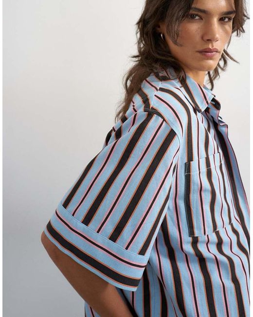TOPSHOP Blue Resort Boxy Shirt