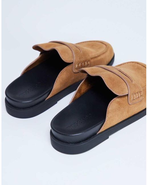 TOPSHOP White Addie Real Suede Mule Loafers