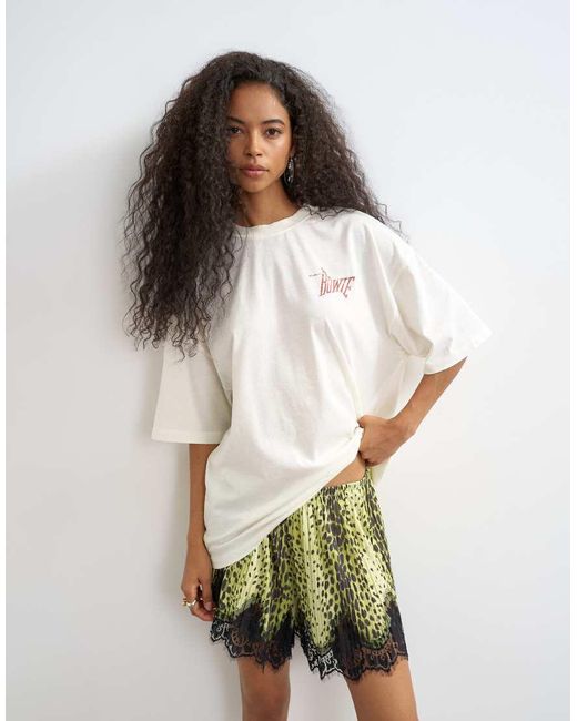 TOPSHOP White Bowie Graphic Oversized T-Shirt