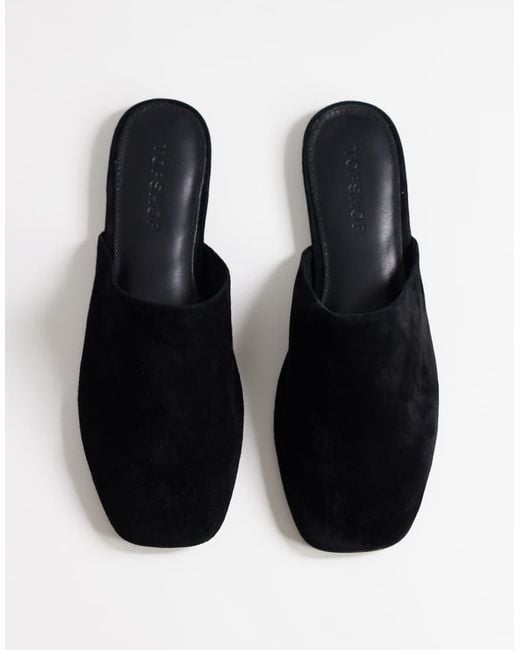 TOPSHOP Blue Lillie Real Suede Round Toe Flat Shoe