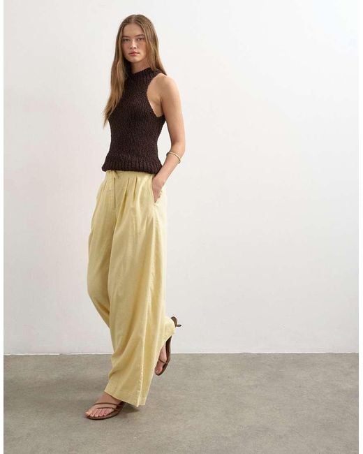 TOPSHOP Natural Linen Balloon Trouser With Tie Waist