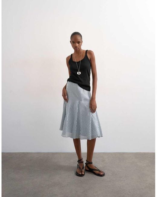 TOPSHOP Gray Drop Waist Godet Hem Crinkle Skirt