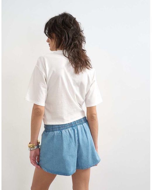 TOPSHOP Blue Tuck Hem Boxy Tee