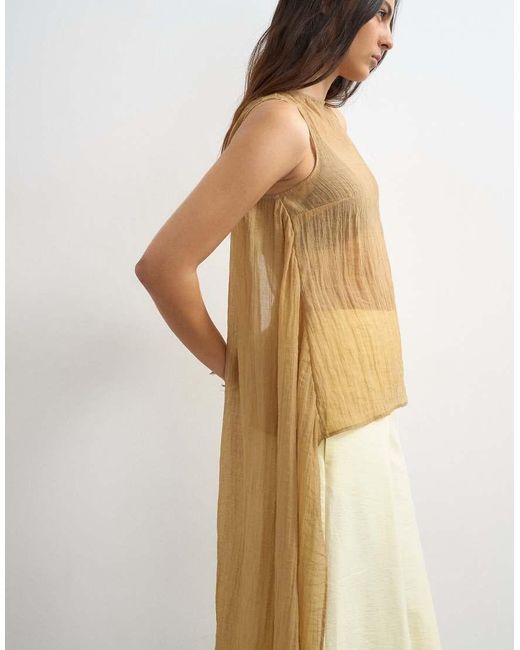 TOPSHOP Natural Sheer Cape Detail Top