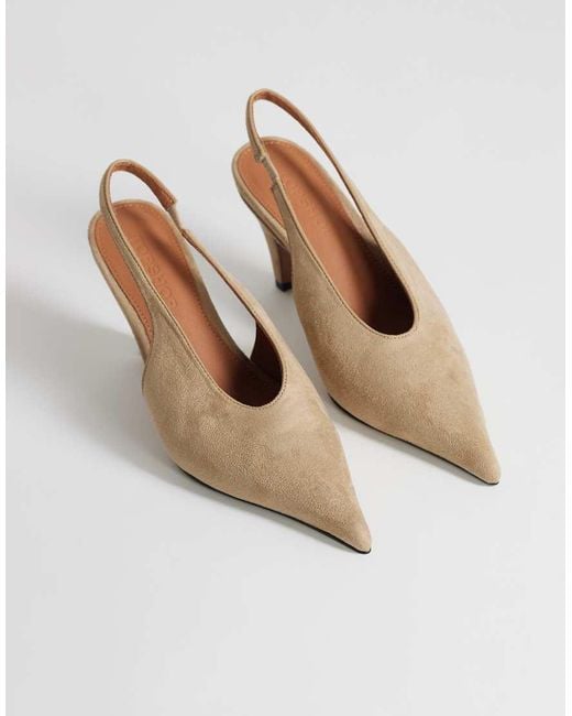 TOPSHOP Natural Arabella Cone Heel Slingback High Court Shoes