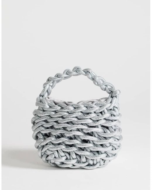 TOPSHOP White Morgan Small Weave Grab Bag