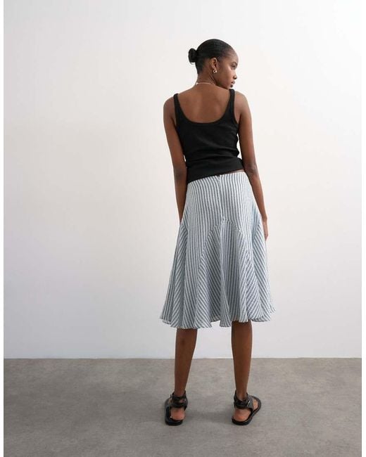 TOPSHOP Gray Drop Waist Godet Hem Crinkle Skirt
