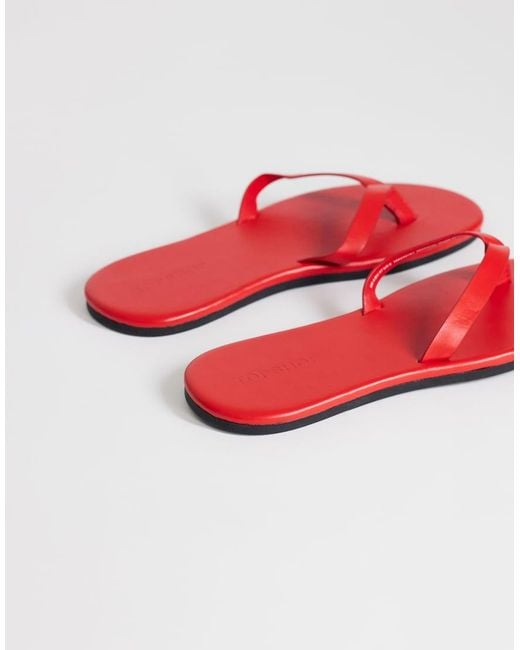 TOPSHOP Red Sky Real Leather Toe Thong Sandal