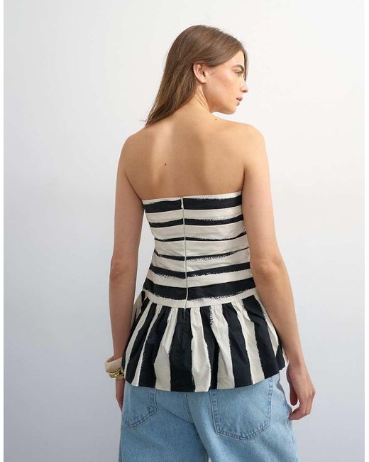 TOPSHOP White Gathered Bust Bandeau With Peplum Hem