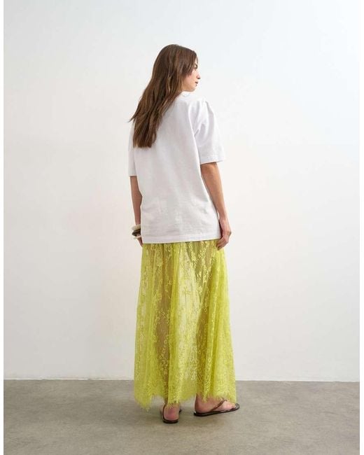 TOPSHOP White Sheer Lace Maxi Skirt