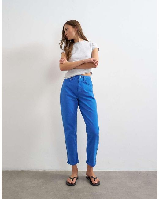 TOPSHOP Blue Mom High Rise Loose Fit Jean