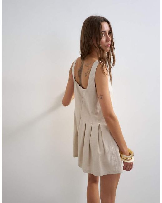 TOPSHOP Natural Tailored Linen Romper
