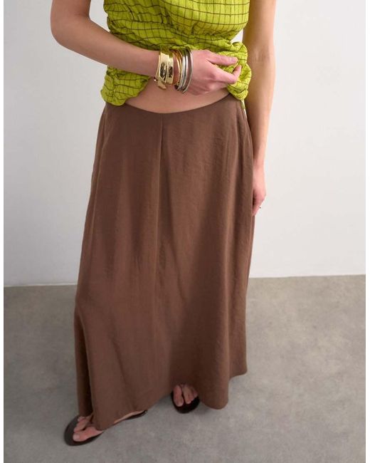 TOPSHOP Brown Full Circle Cupro Maxi Skirt
