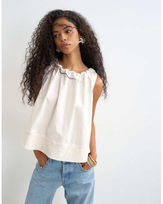 TOPSHOP White Trapeze Tie Back Top