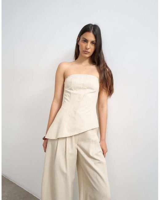 TOPSHOP Natural Co Ord Asymmetric Raw Hem Bandeau