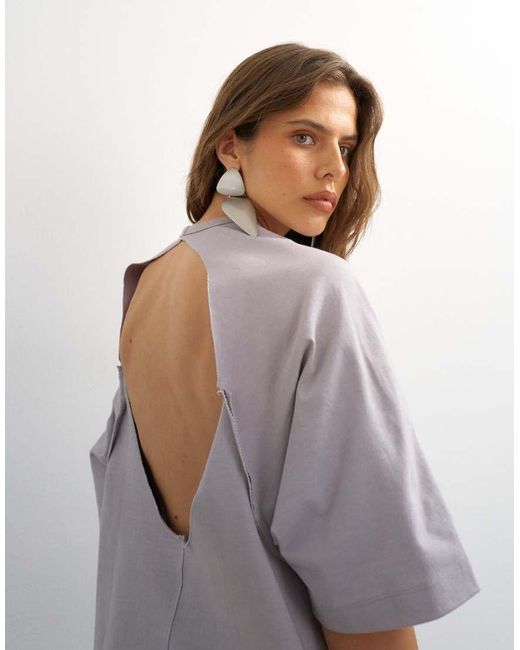 TOPSHOP Gray X Cara Open Back Tee