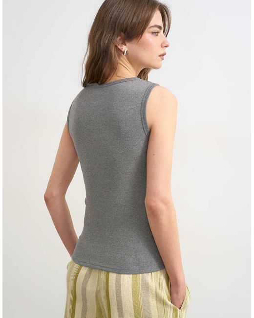 TOPSHOP Gray Rib V-Neck Vest