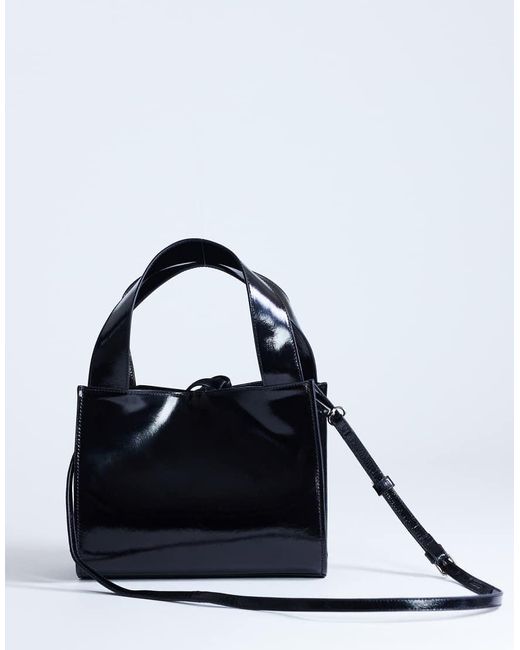 TOPSHOP Blue Sandy Small Real Suede And Leather Grab Bag With Tie Fastening