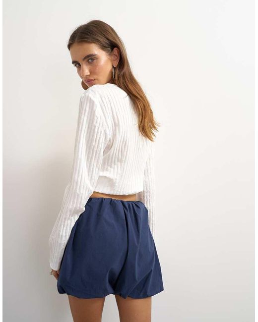 TOPSHOP Blue Techy Bubble Hem Shorts