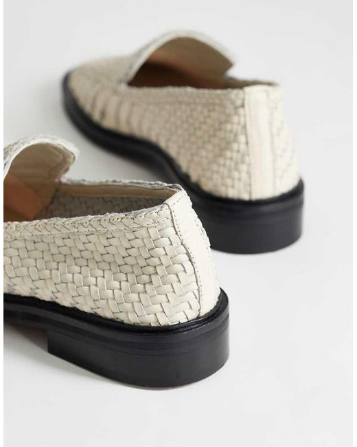 TOPSHOP White Bali Leather Weave Flat Shoe Loafer