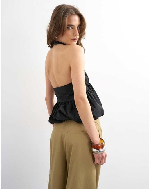 TOPSHOP Multicolor Halter Neck Bubble Hem Top