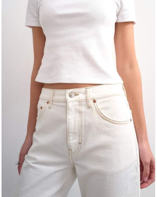 TOPSHOP White Orson Mid Rise Comfort Straight Jean