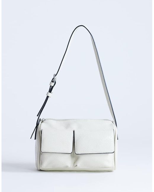 TOPSHOP White Safia Front Pocket Shoulder Bag