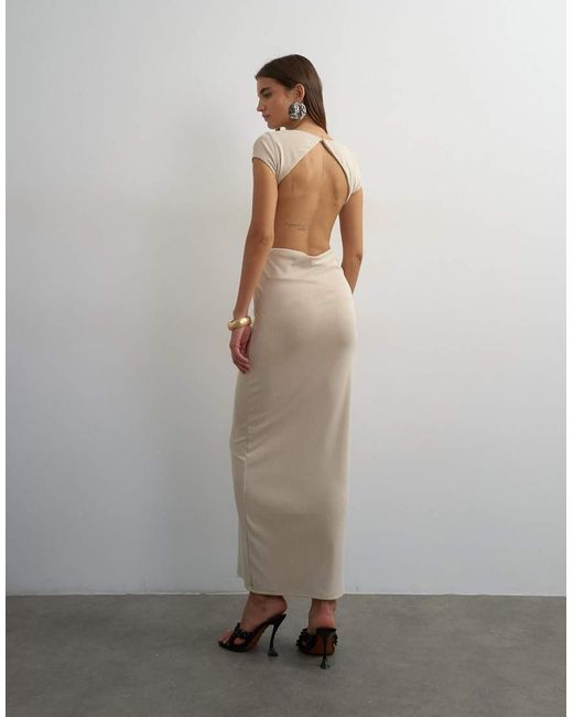 TOPSHOP Natural Double Layer Cupro Cut Out Maxi Dress