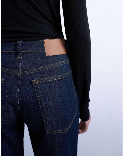 TOPSHOP Blue Orson Mid Rise Comfort Straight Jeans