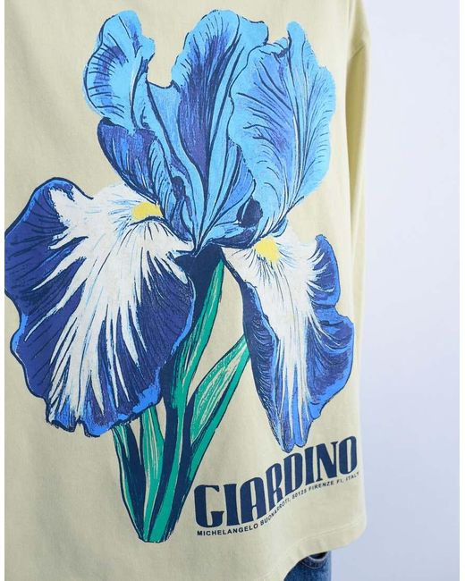 TOPSHOP Blue Graphic Giardino Iris Skater Tee