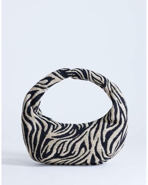 TOPSHOP Metallic Giane Medium Canvas Zebra Scoop Bag