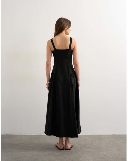 TOPSHOP White Dropped Waist Midaxi Sundress