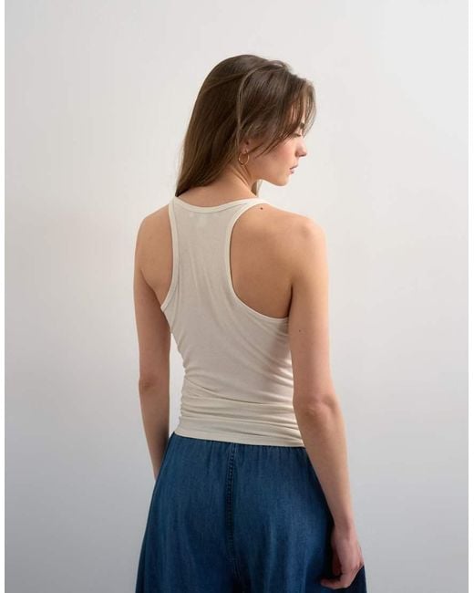 TOPSHOP Gray Premium Semi Sheer Spaghetti Strap Scoop Neck Racer Back Tank Top