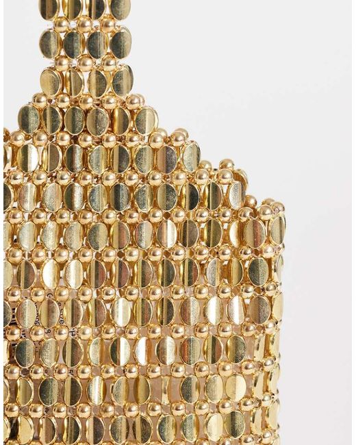 TOPSHOP Metallic Junoe Small Beaded Wristlet Grab Bag